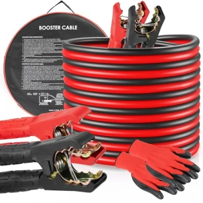 Afbeelding van TLGREEN Startkabel, autoaccukabel, krokodillenklem voor auto, accu benzine en dieselmotoren 12/24 V, kleurgecodeerde klemmen, handschoenen draagtas inbegrepen, 6 m 1500 A