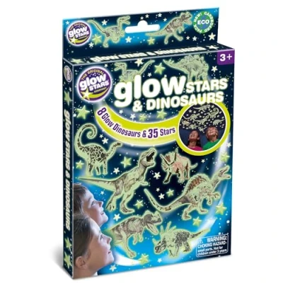 Afbeelding van The Original Glowstars Company B8624 Lichtgevende decoratie voor slaapkamer, sterren en dinosaurus, meerkleurig, één maat