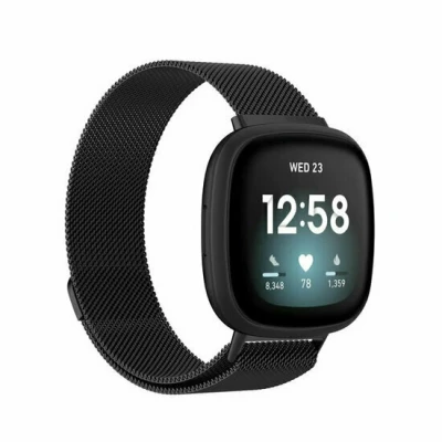 Afbeelding van Fitbit Versa 3/4 &amp; Sense 1/2 milanese bandje Large Zwart