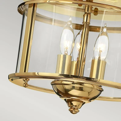 Afbeelding van Plafondlamp Gentry 3xE14, gepolijst messing/helder