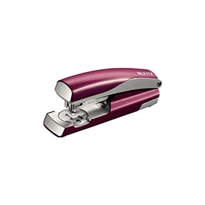 Afbeelding van Leitz Bureaunietmachine, capaciteit 30 vellen, granaatrood, ergonomische metalen behuizing, incl. nietjes, stijl, 55626028