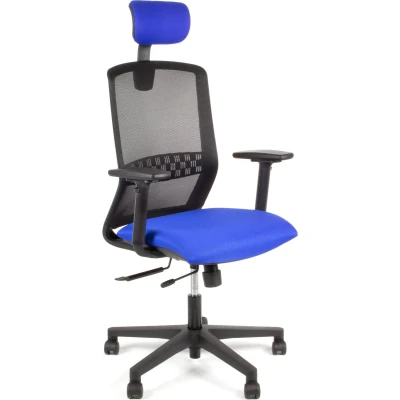 Afbeelding van Geen Merk Lf 2012405 Bureaustoel Linea Tekna 01/Pt Zwart/Blauw Met 3D Armleuning En Hoofdsteun