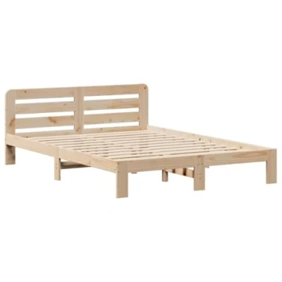 Image de vidaXL Cadre de lit avec tête 135x190 cm bois pin massif