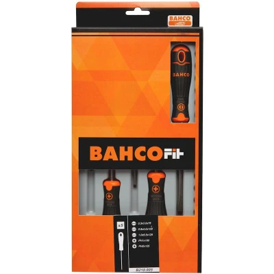 Afbeelding van BAHCO B219.005 BahcoFit schroevendraaierset met rubber greep, gleuf, Phillips 5 delig