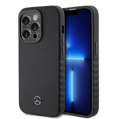Afbeelding van Mercedes Benz Smooth Leather Back Case Geschikt voor Apple iPhone 15 Pro (6.1&quot;) Zwart