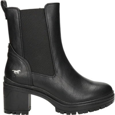 Afbeelding van Mustang Enkellaarsjes met plateauzool Black, Dames, Maat: 42, Black Kunststof