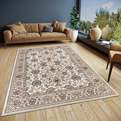 Afbeelding van Vintage Vloerkleed Saraceni Crème 80x120cm Meerkleurig Klassiek 123vloerkleed.nl