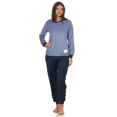 Afbeelding van Badstof pyjama lange mouwen met manchetten en mooie applicatie 201 13 565, Lichtblauw