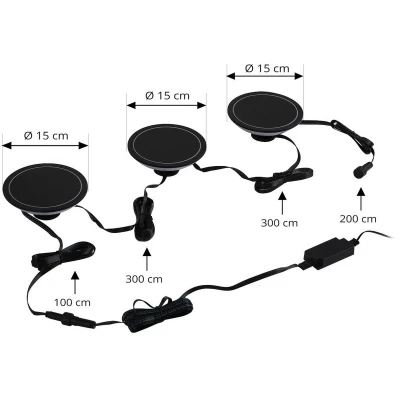 Afbeelding van Lindby Slimme buitenverlichting RGB met dimmer CCT 3lichts Kunststof H: 23.4 cm zwart, opaal Inclusief lichtbronnen