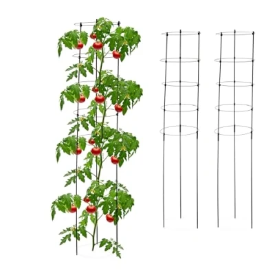 Afbeelding van Relaxdays tomatensteun set van 3 verstelbare ringen 150 cm rankhulp rond