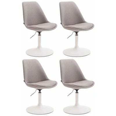 Image de CLP Lot de 4 Chaises salle à manger Maverick tissu avec pied trompette , Gris/Blanc