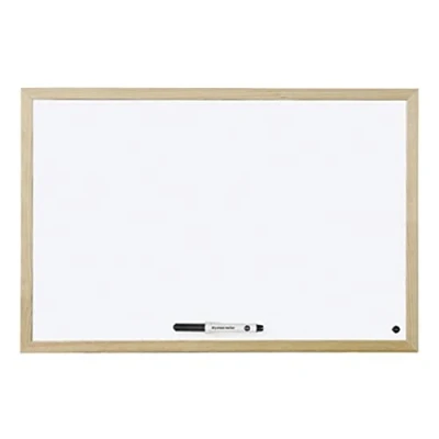 Afbeelding van Bi Office Budget wit bord, 60 x 45 cm, met 1 markers, memoboard houten frame en niet magnetisch oppervlak