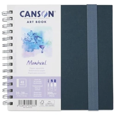 Afbeelding van CANSON Art Book Spiraalboek, 48 pagina&#039;s, aquarelpapier, fijne korrel, 20 x cm, 300 g/m², wit