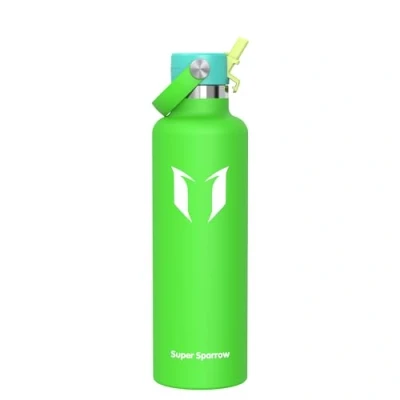 Afbeelding van Super Sparrow Thermische fles, thermosfles van roestvrij staal, 1 l, BPA vrij, voor school, sport, camping, yoga, fitnessstudio, fietsen