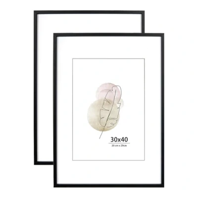 Afbeelding van Set van 2 zwarte fotolijsten voor wandmontage, 30 x 40 cm
