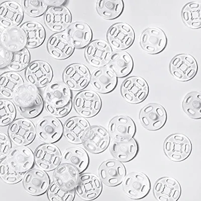 Afbeelding van 40 paar drukknopen van kunststof, transparant, om te naaien, onzichtbaar, naaiknopjes, kunststof (12 mm/0,47 inch)