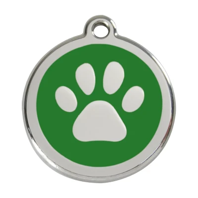 Afbeelding van Paw Print Green roestvrijstalen hondenpenning large/groot dia. 3,8 cm RedDingo
