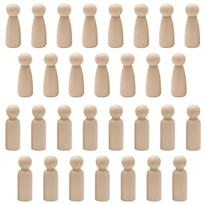 Afbeelding van Sixfolo Houten pop, 30 stuks om te schilderen, figuur van hout, onvoltooid, kleur natuurlijk kleine poppen, heren, dames, jongens, meisjes, voor doe het zelfdecoratie, 53 mm