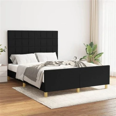Afbeelding van vidaXL Bedframe met hoofdeinde stof zwart 140x200 cm
