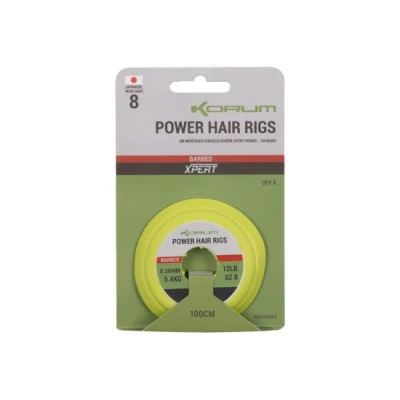 Image de Montages Korum Power Hair Rigs12lb/0.30mm Taille 10 1m (6 pièces) Bas de ligne coup