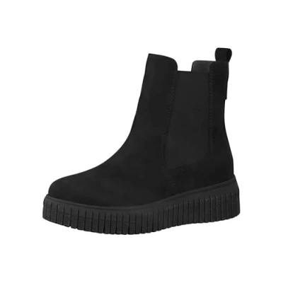 Afbeelding van Jana Enkellaarsjes met plateauzool, Dames, Maat: 37, Black Textiel