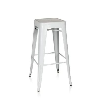 Afbeelding van hjh OFFICE 645012 barkruk VANTAGGIO HIGH metaal wit retro kruk in industrieel design, stapelbaar