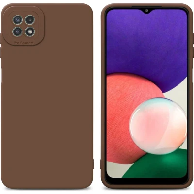 Afbeelding van Cadorabo Hoesje geschikt voor Samsung Galaxy A22 5G in Fluid BRUIN Beschermhoes gemaakt van flexibel TPU silicone Cover Case
