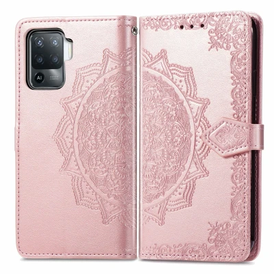 Afbeelding van iMoshion Hoesje Geschikt voor Oppo A94 (5G) Met Pasjeshouder Mandala Bookcase Rosé Goud
