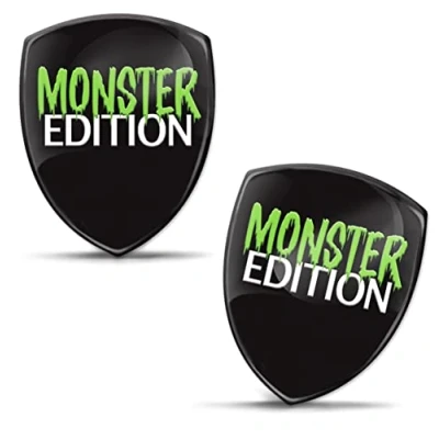 Afbeelding van Biomar Labs Monster Edition Set van 2 3D gel siliconen stickers groen badge sticker auto motorfiets fiets raam deur laptop KS 139
