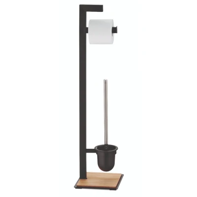 Afbeelding van Oak Toiletrol en wc borstel Houder Zwart Kela