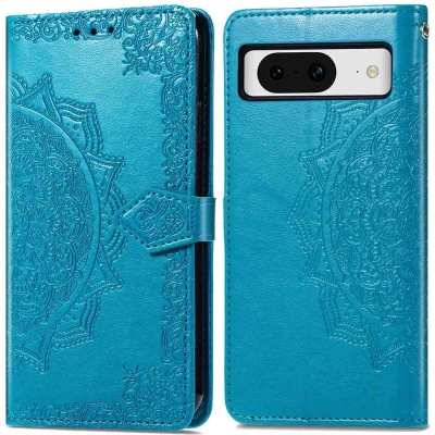 Afbeelding van iMoshion Hoesje Geschikt voor Google Pixel 8 Met Pasjeshouder Mandala Bookcase Turquoise