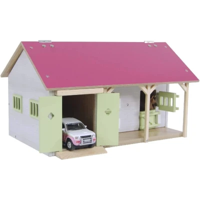 Afbeelding van Speelgoed paardenstal met garage van Kids Globe Schaal 1:32