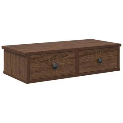 Afbeelding van Wandschap met lades 60x25x15 cm bewerkt hout bruin eikenkleurig
