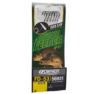 Afbeelding van Owner 50168 FD53 QuickS Feeder onderlijnen Barbless #16 0.16mm (6 stuks) (10cm) Witvis