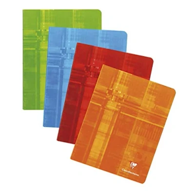 Afbeelding van Clairefontaine 392C Notitieboek met nietjes, 16,5 x 21 cm, 120 pagina&#039;s, kleine ruitjes, kantlijn, wit papier, 90 g, gelamineerde omslag, willekeurige kleur