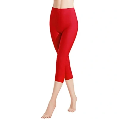 Afbeelding van Libella 1/3 stuks dameslegging, lengte 3/4 kleurrijke capribroek met hoge taille, capribroek, sportpak, slim fit, katoenen kleding 4161VA, Verpakking 1 rood