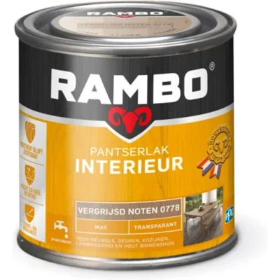 Afbeelding van Rambo Interieur Lak Transparant Mat Vergrijsd Noten 0778 0,25 liter