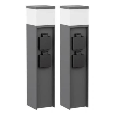 Afbeelding van ledscom.de 2 stuks POMI lichtklem voor buiten, 39 cm, antraciet, stopcontacten, inclusief G9 lamp, 501 lm, warm wit