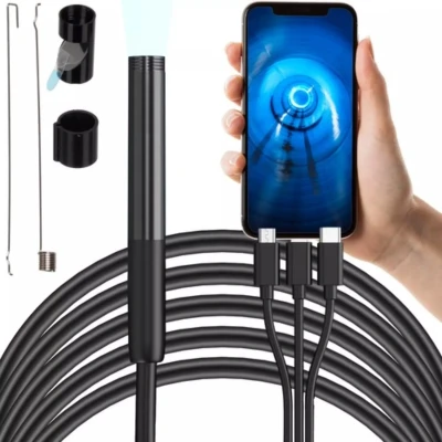 Afbeelding van Ruhhy Endoscoop Inspectiecamera USB Inspectiegereedschap 7mm kop flexibele HD 5M cabel waterproof 6 LED Verlichting voor Android &amp; IOS