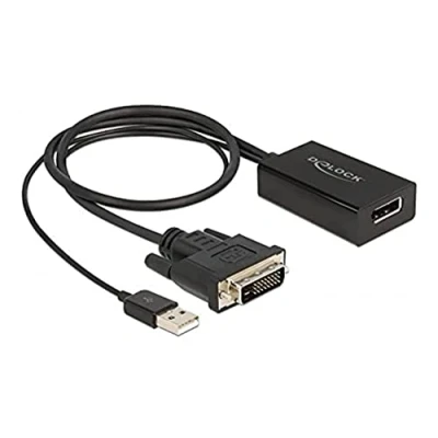 Afbeelding van Delock Adapter DVI D DisplayPort (DVI, 16.50 cm), Data + Video Adapter, Zwart