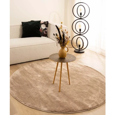 Afbeelding van Velours Vloerkleed Rond Flair Beige 100 Cm