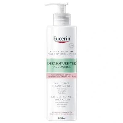 Afbeelding van Eucerin DermoPurifyer Oil Control 3 werkende gezichtsreinigingsgel, 400 ml, schuimende gezichtsreiniger tegen vlekken, onvolkomenheden en glans met salicylzuur, reiniger voor vette huid