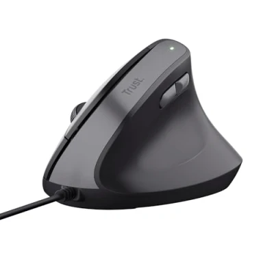 Afbeelding van Trust Yuno Ergonomische muis, bekabeld, verticale muis voor rechtshandigen met USB kabel van 1,5 m, instelbare DPI (800 2400), optische sensor, 6 toetsen, 60% gerecycled kunststof, Macbook, computer,