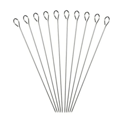 Afbeelding van Relaxdays satéprikker rvs 10 vleesspiesen vleespen voor barbecue 30 cm lang