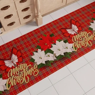 Afbeelding van PETTI Artigiani Italiani Keukenloper Kerstmis antislip wasbaar 52 x 380 cm bloemenpatroon 100% Made in Italy