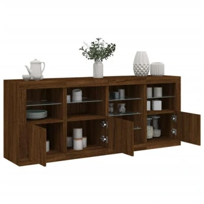 Afbeelding van vidaXL Dressoir met LED verlichting 164x37x67 cm bruin eikenkleur