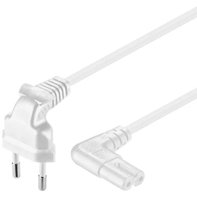 Afbeelding van Stroomkabel haaks euro plug naar C7 1m wit
