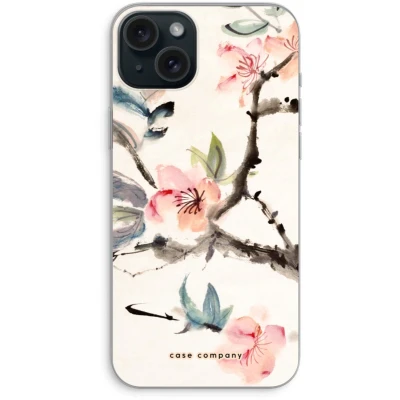 Afbeelding van Case Company® hoesje geschikt voor iPhone 15 Plus Japanse bloemen Soft Cover Telefoonhoesje Bescherming aan alle Kanten en Schermrand