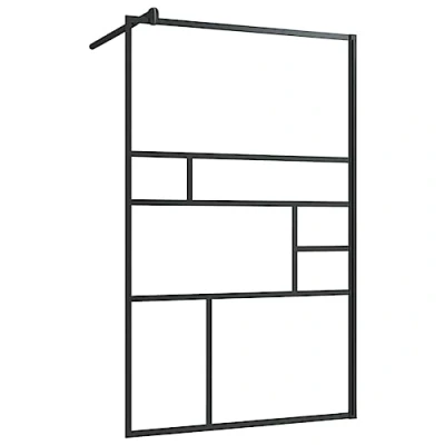 Afbeelding van Inloopdouchewand 100x195 cm ESG glas transparant en zwart