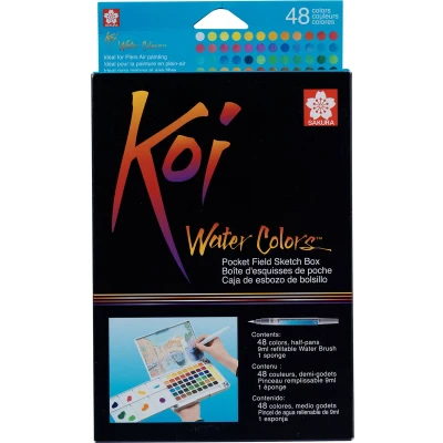 Afbeelding van Sakura Koi Water Colors Pocket Field Sketch Box 48 halve napjes
